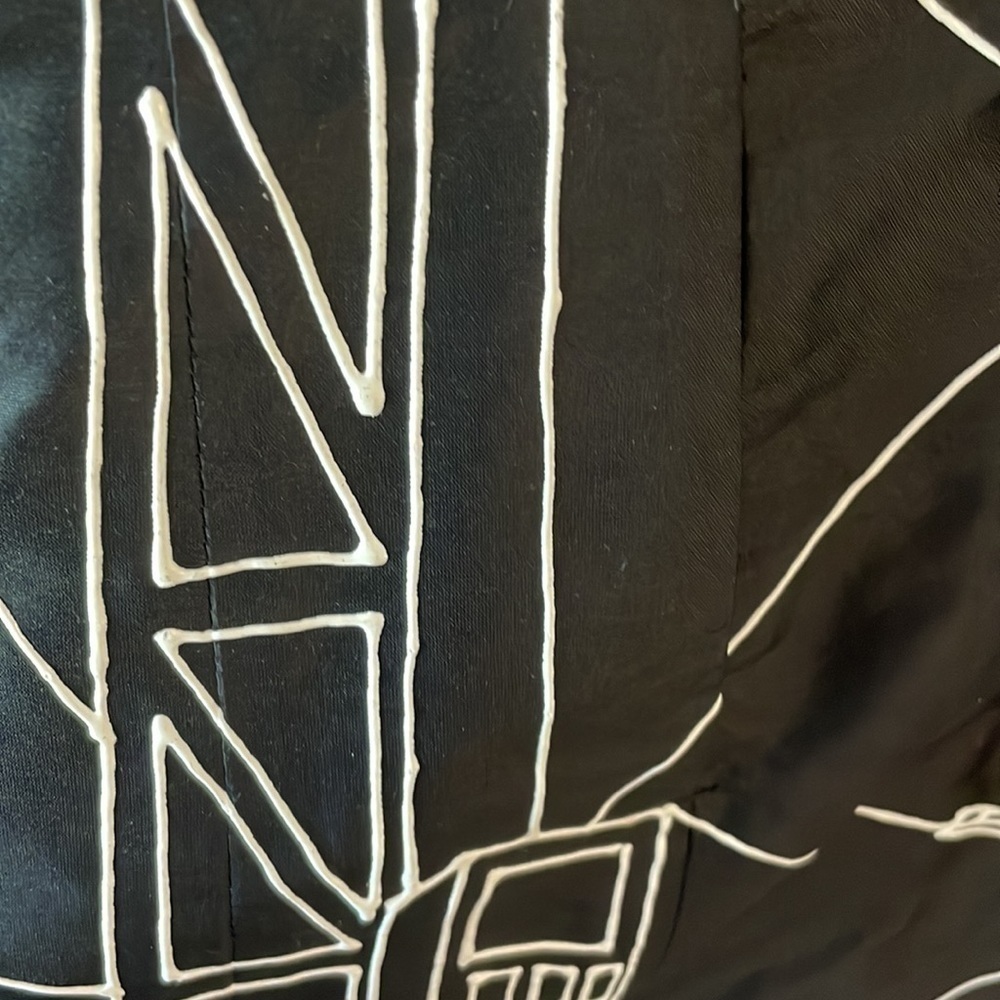Couture 100% silk hand drawn coat 🧥 black double zipper - Picture 7 of 12